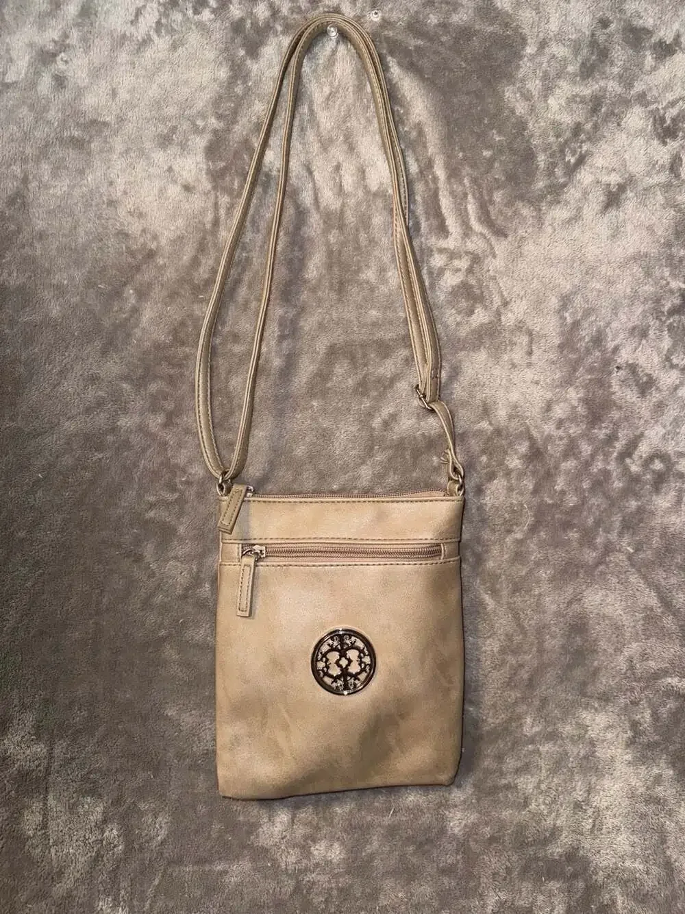 Relic Beige Faux Leather Crossbody Bag
